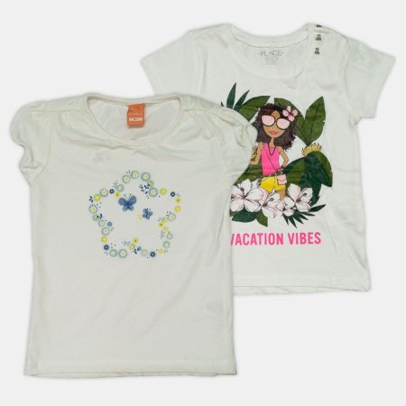 Girls Casual Half Sleeve Printed T-shirt (Pack of 2)