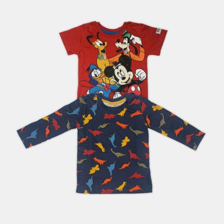 Boys Pure Cotton Full & Half Sleeve T Shirt (Pack of 2)