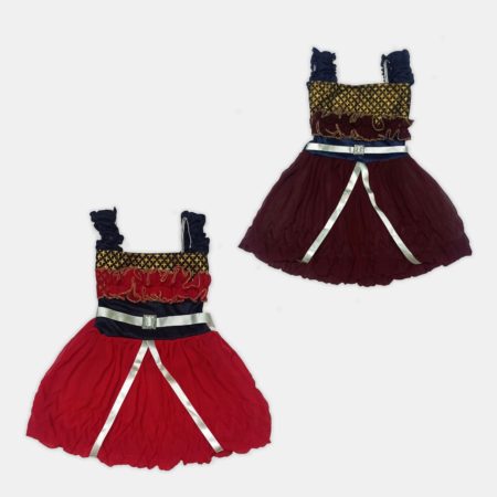 Soft Synthetic Frock With Ribbon belt