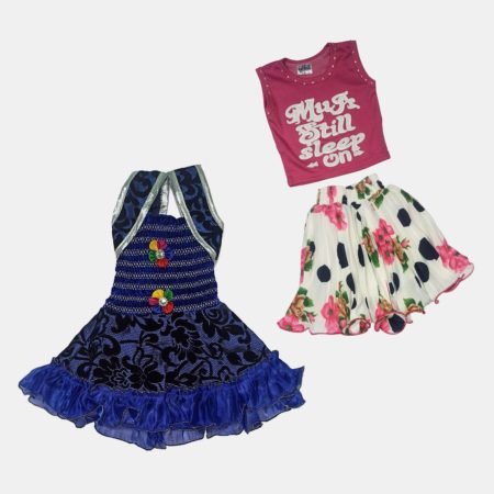 Velvet With Shining Soft Synthetic Frock and Skirt & Top