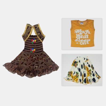 Velvet With Shining Soft Synthetic Frock and Skirt & Top
