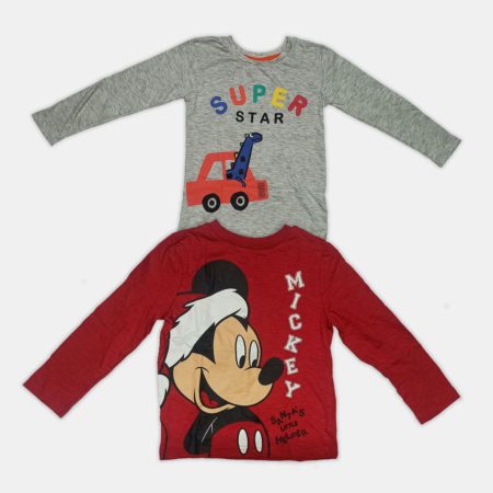 Boys Pure Cotton Full Sleeve T Shirt (Pack of 2)